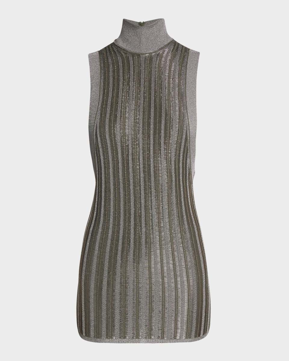 Lurex Ribbed Knit Mini Dress