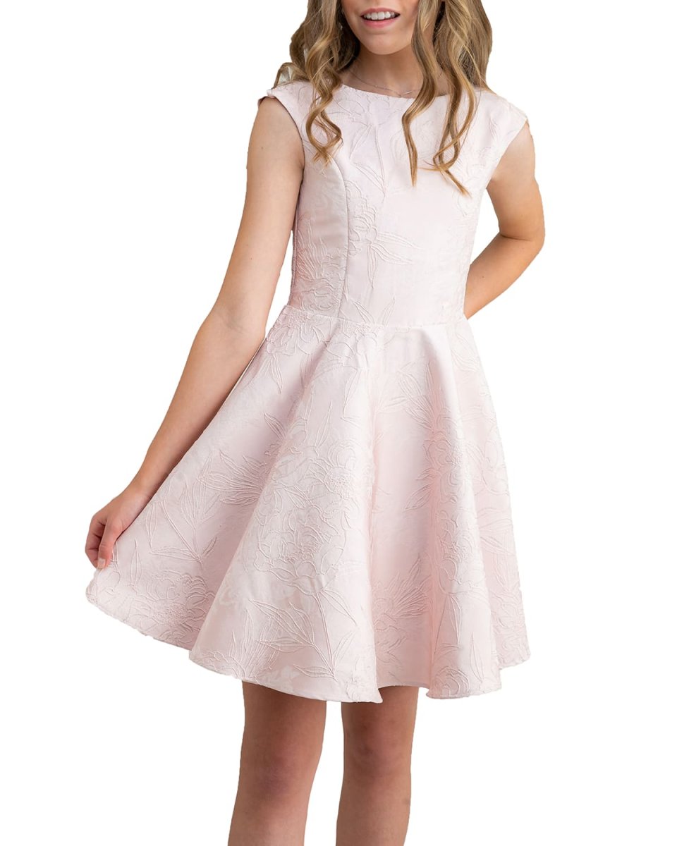 Girl's Floral Embroidered Cap-Sleeve Dress, Size 7-16