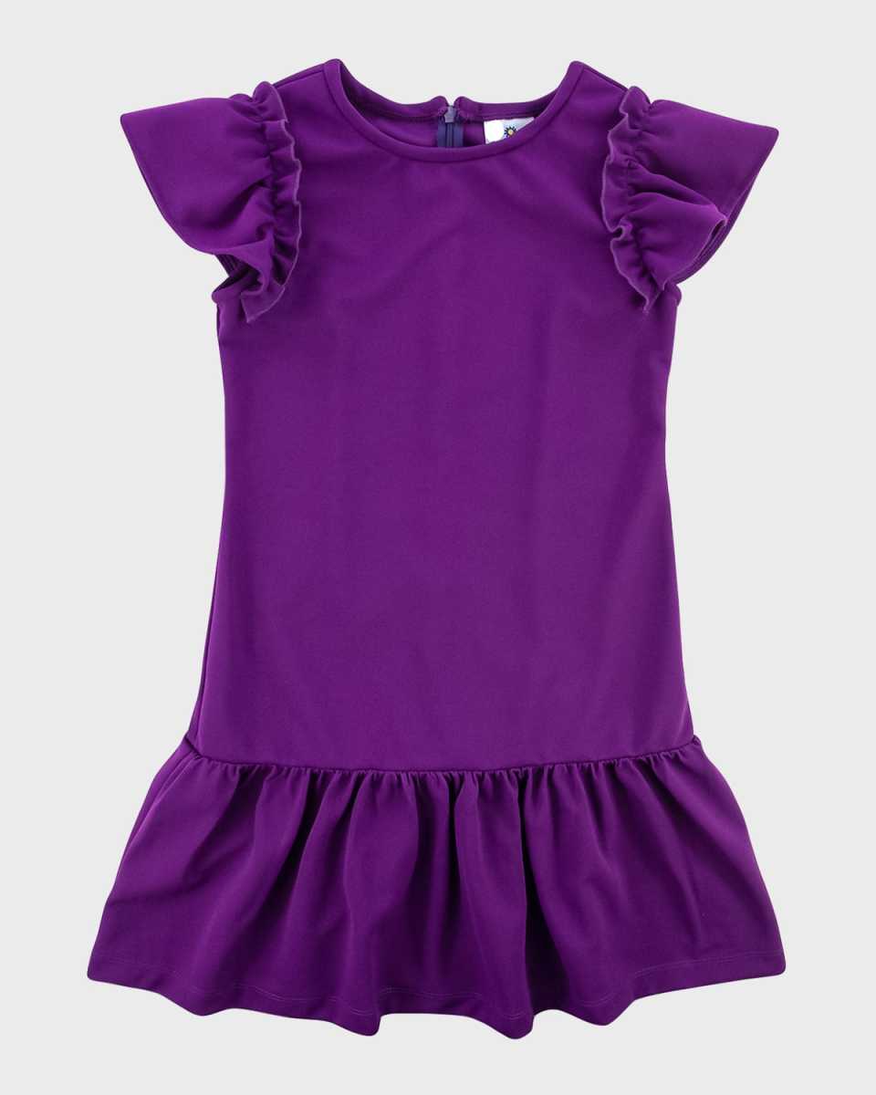 Girl's Drop Waist Ruffle Trim Dress, Size 7-12
