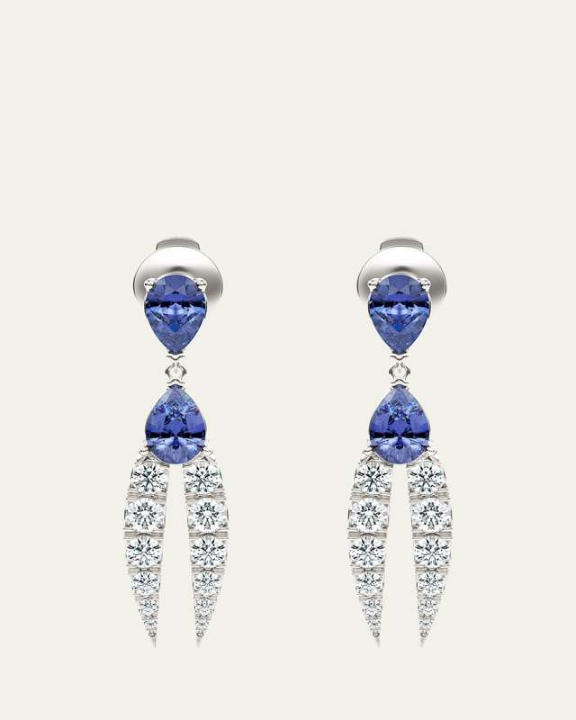 Lotus Diamond and Tanzanite Earrings
