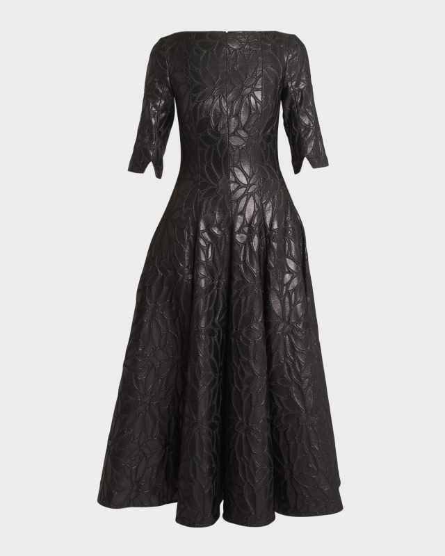 Daisy Jacquard Fit-Flare Midi Dress