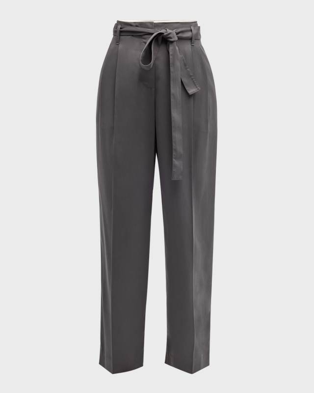Lonan Pintuck Silk Pants