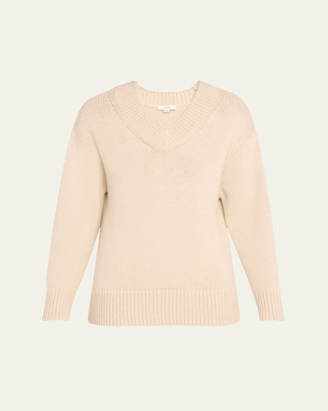 Drop-Shoulder V-Neck Sweater