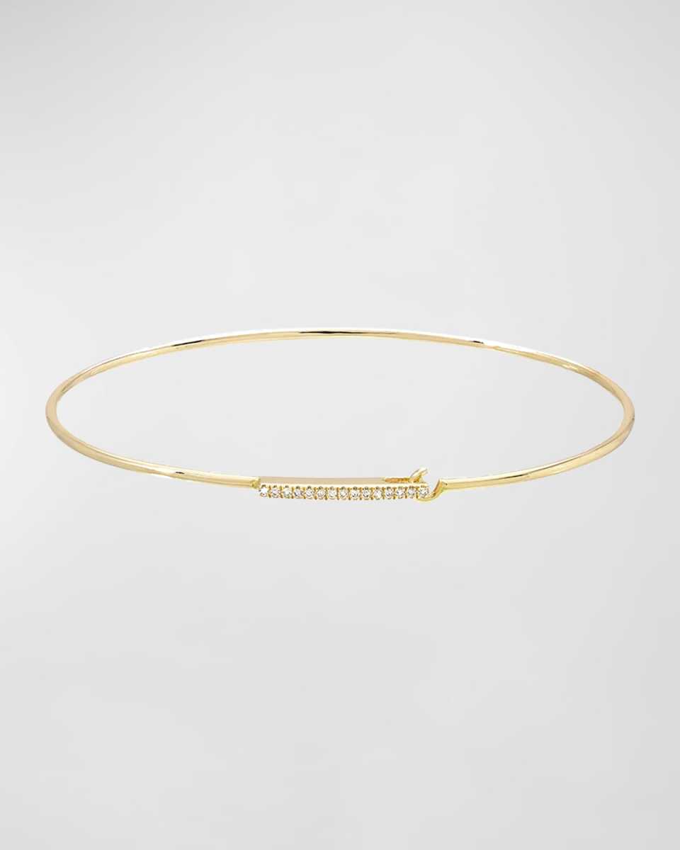 14K Gold Diamond Bar Bangle Bracelet