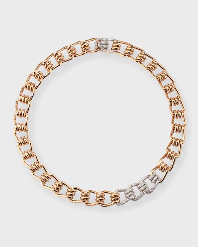 18k Rose Gold Huxley Diamond Coil Link Necklace