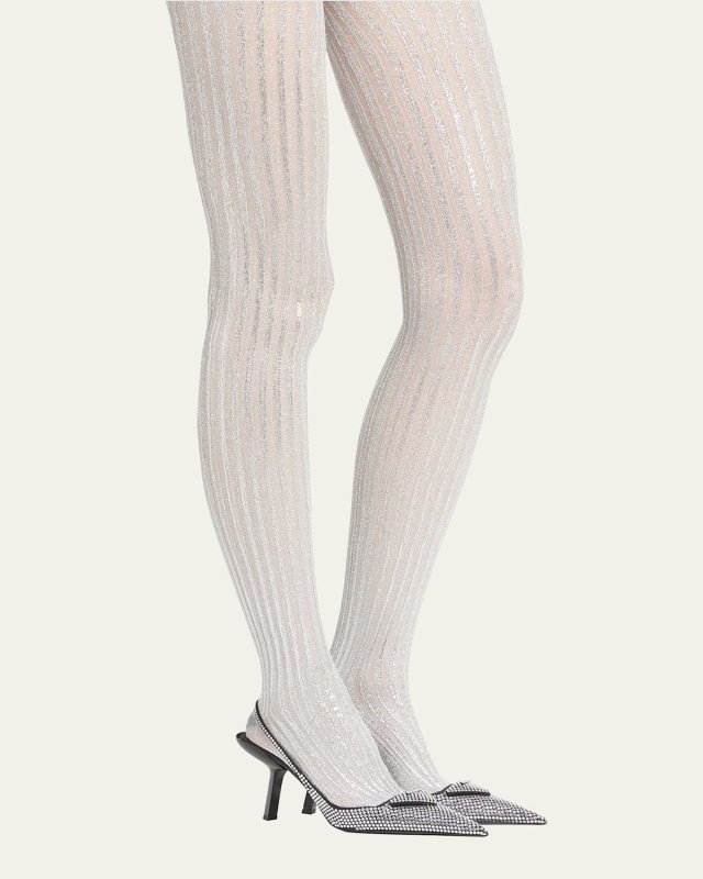 Striped Metallic Tights