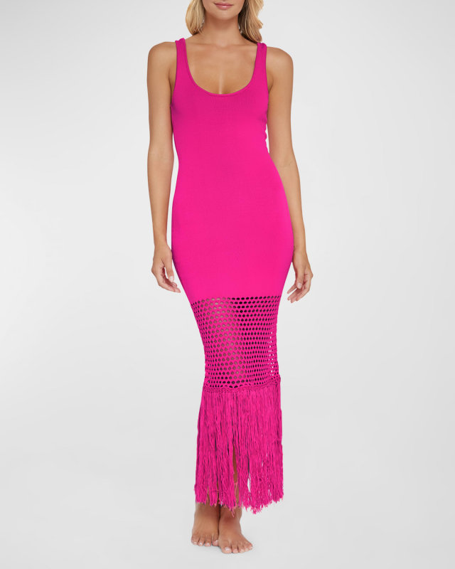 Claudia Crochet-Knit Fringe Dress