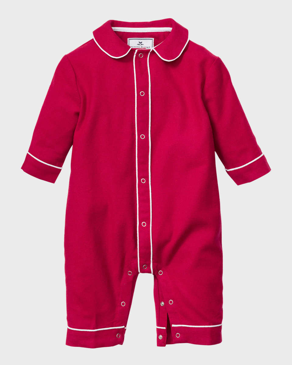 Kid's Cambridge Flannel-Print Coverall, Size Newbor