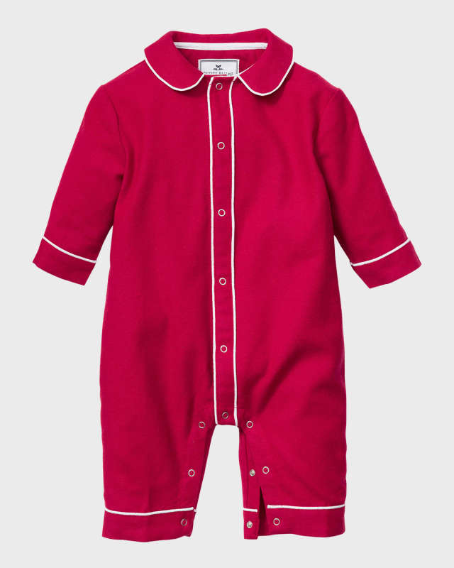 Kid's Cambridge Flannel-Print Coverall, Size Newbor