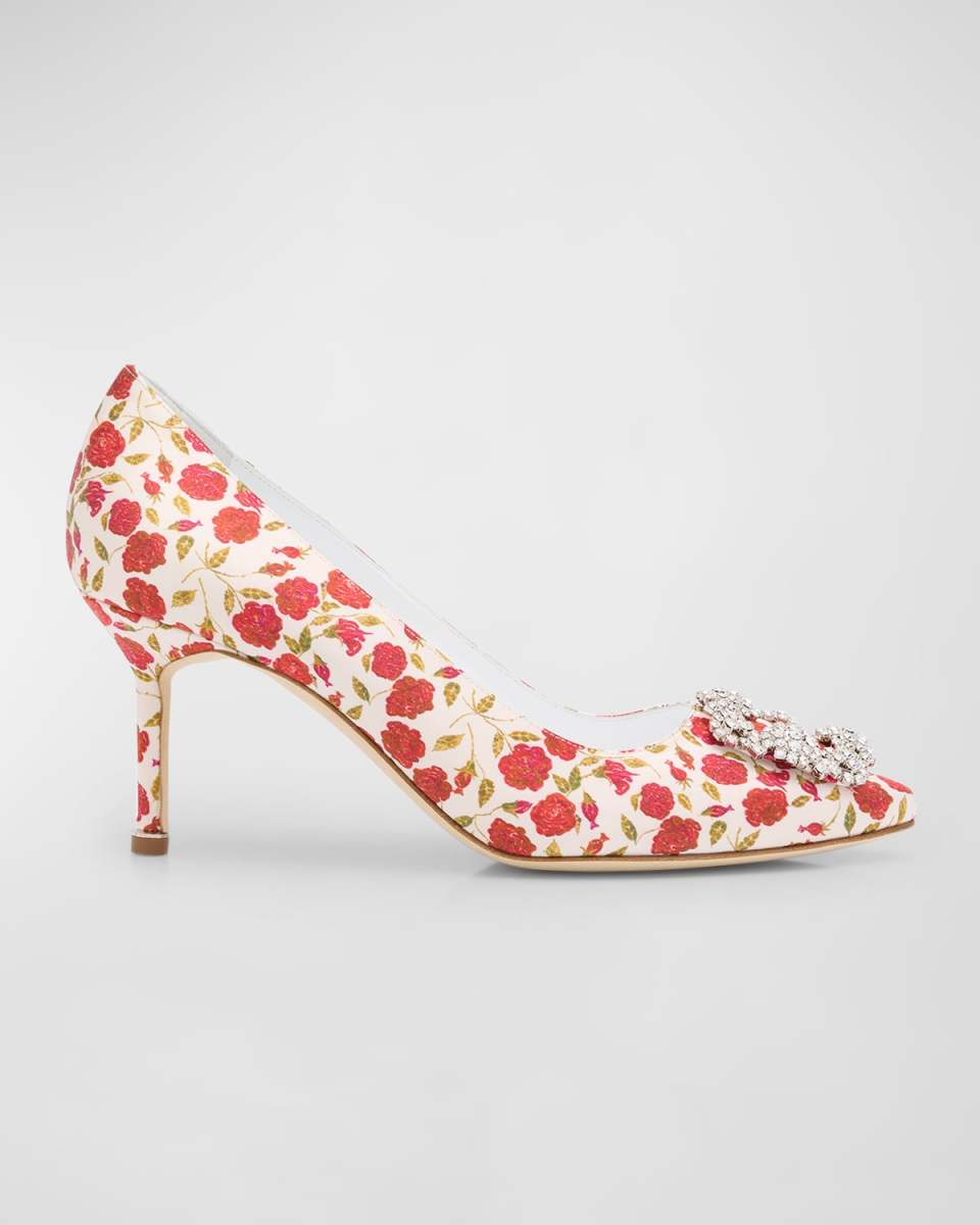 Hangisi Floral Silk Buckle Pumps