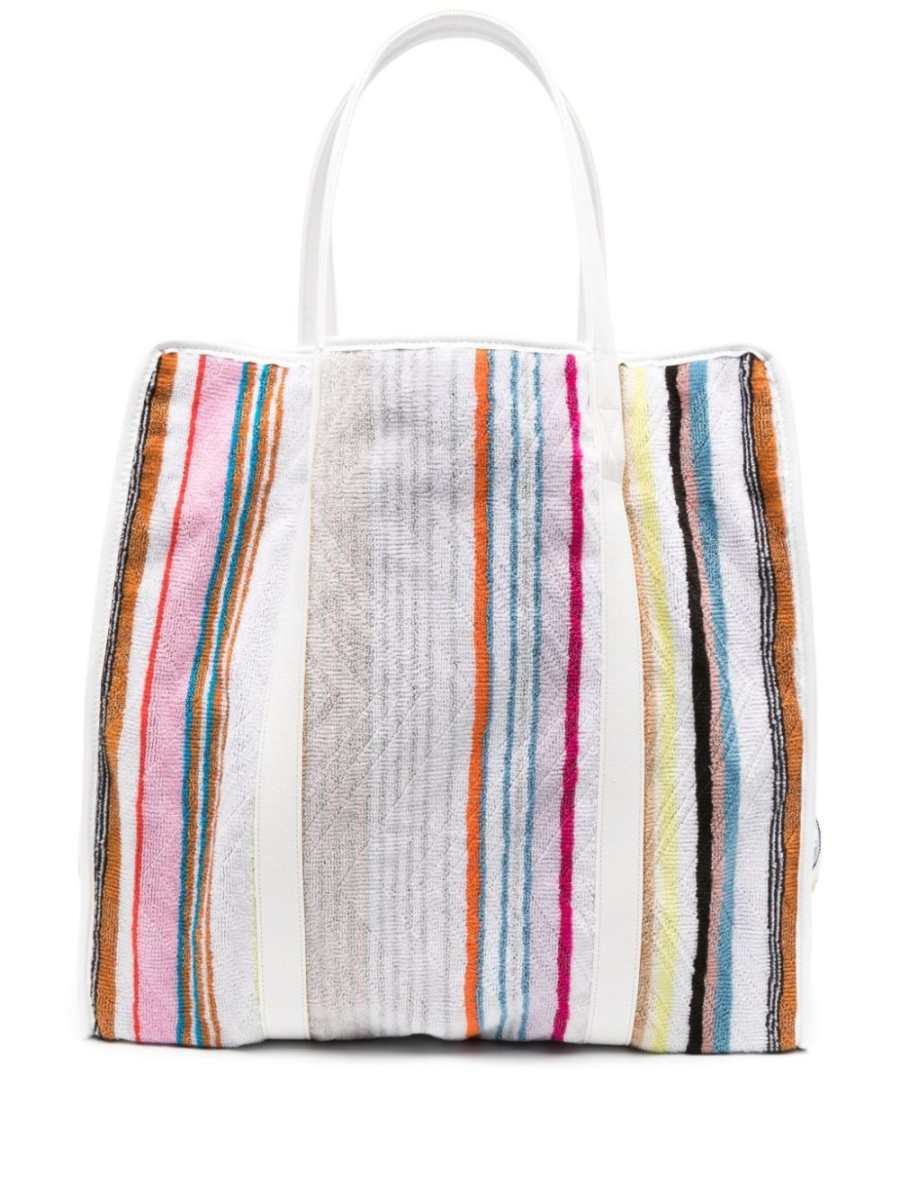striped towelling tote bag
