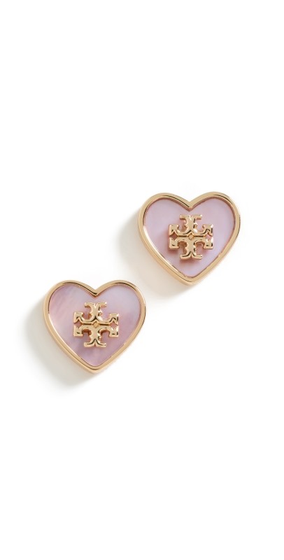 Tory Burch Kira Heart Studs Tory Gold/Pink
