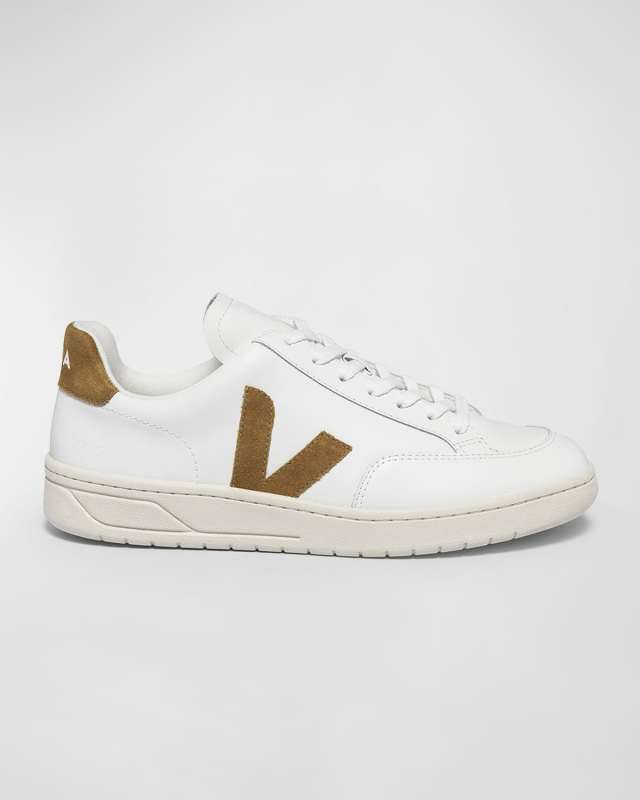 V-12 Mixed Leather Low-Top Sneakers