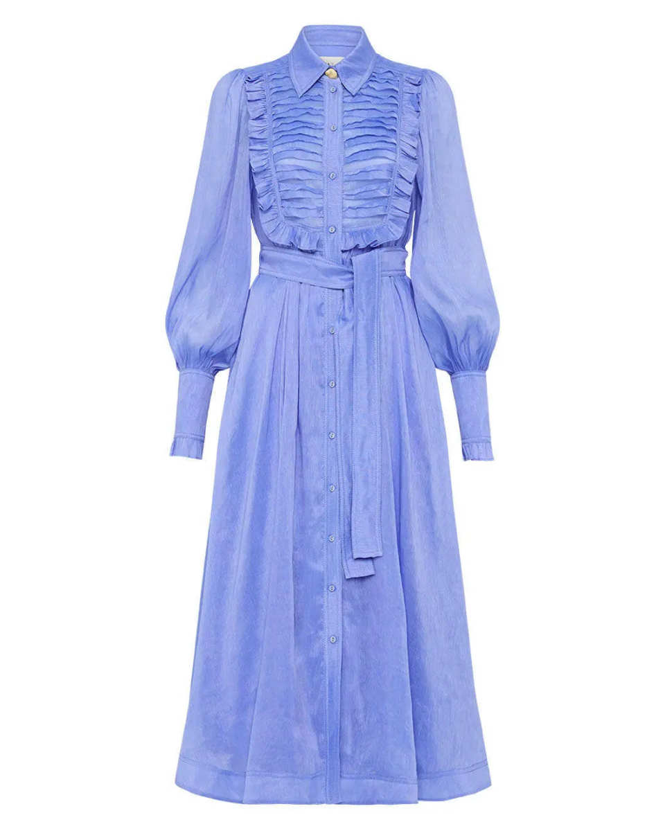 Iris Pleated Bib Midi Dress