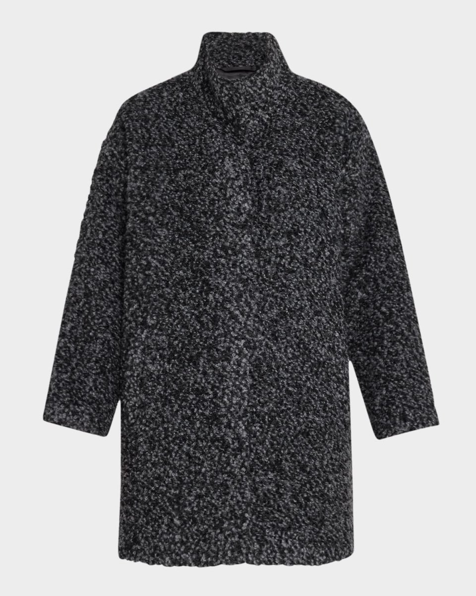 Snap-Front Curly Alpaca Wool Coat