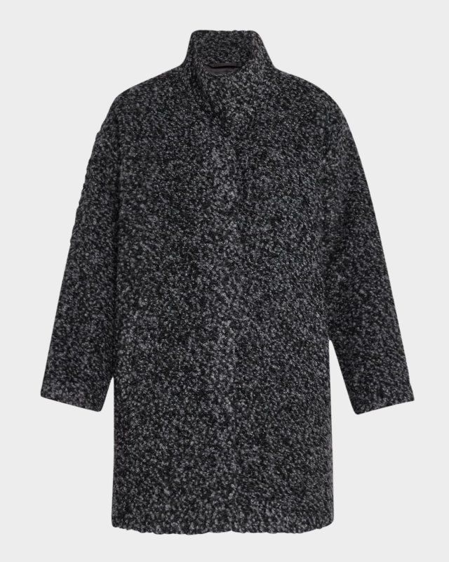 Snap-Front Curly Alpaca Wool Coat