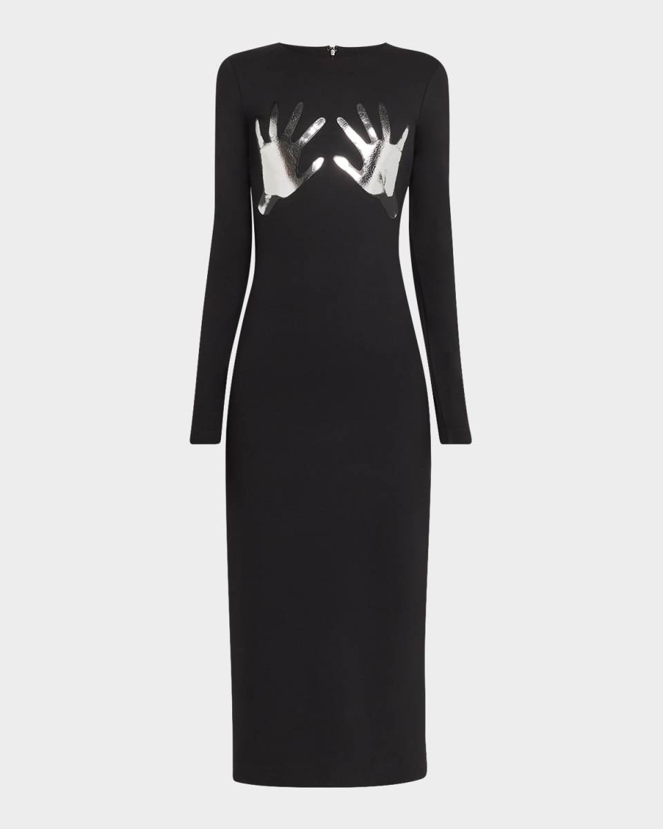 Handprint Body-Con Midi Dress