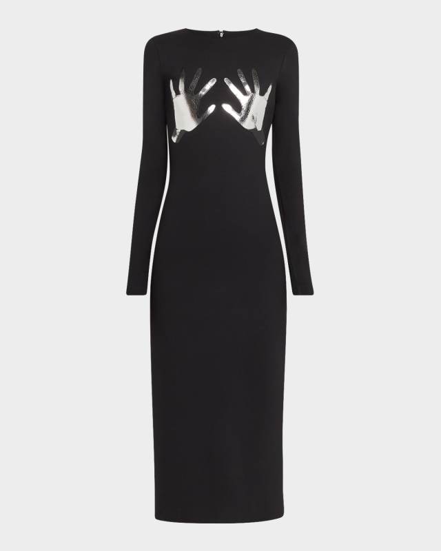 Handprint Body-Con Midi Dress