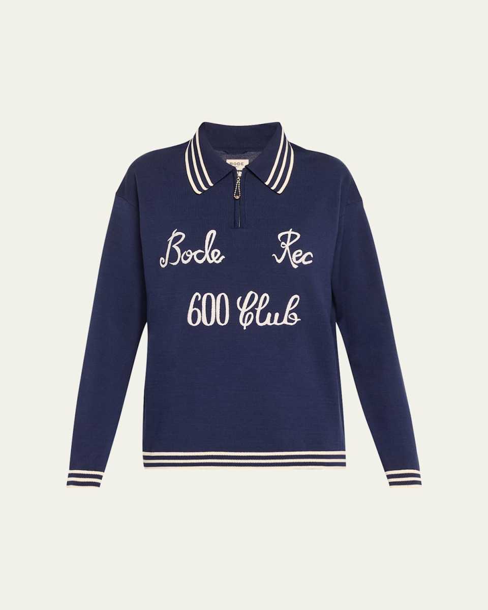 Logo Club Embroidered Long-Sleeved Polo Sweater