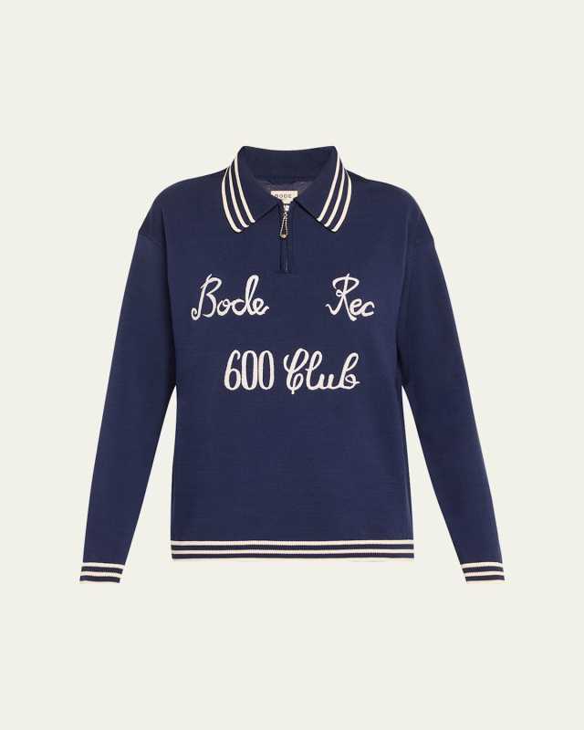 Logo Club Embroidered Long-Sleeved Polo Sweater