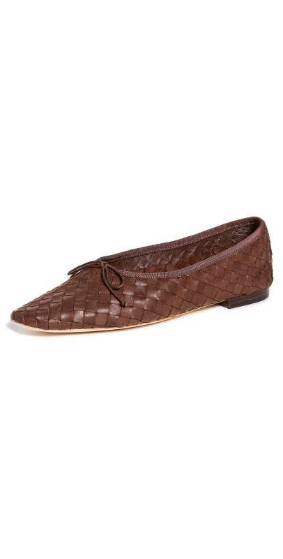 Loeffler Randall Landry Woven Leather Ballet Flats Chocolate