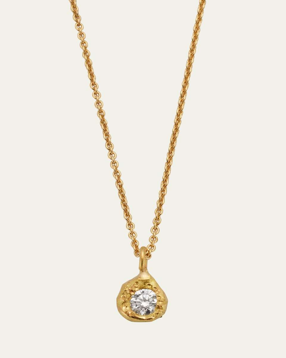 Iman 18K Solid Yellow Gold Necklace with Top Wesselton VVS Diamond