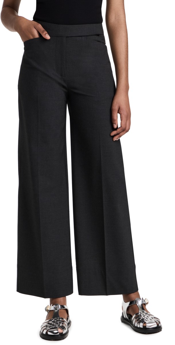 GANNI Drapey Melange Mid Waist Pants Phantom