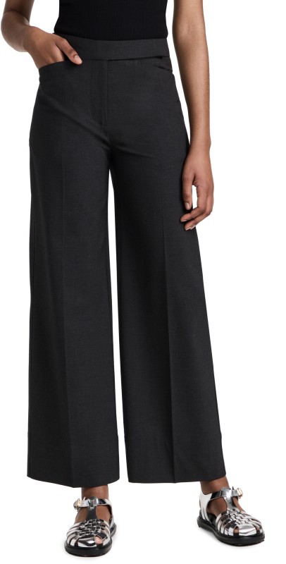 GANNI Drapey Melange Mid Waist Pants Phantom