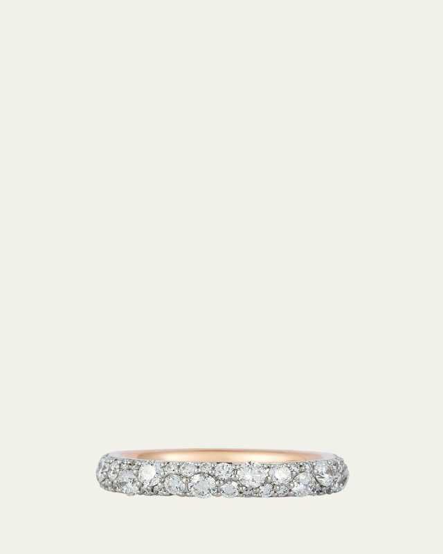 18K Rose Gold and White Diamond Band Ring, 3.5mm, Size