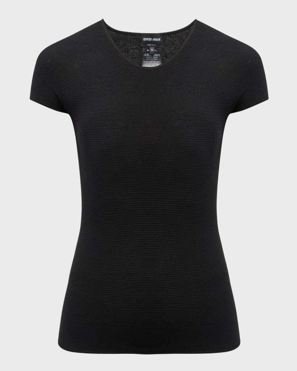 Scoop-Neck Short-Sleeve Tee, Black