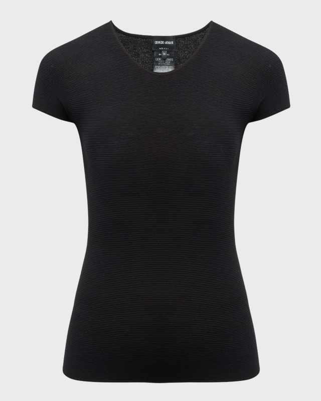 Scoop-Neck Short-Sleeve Tee, Black
