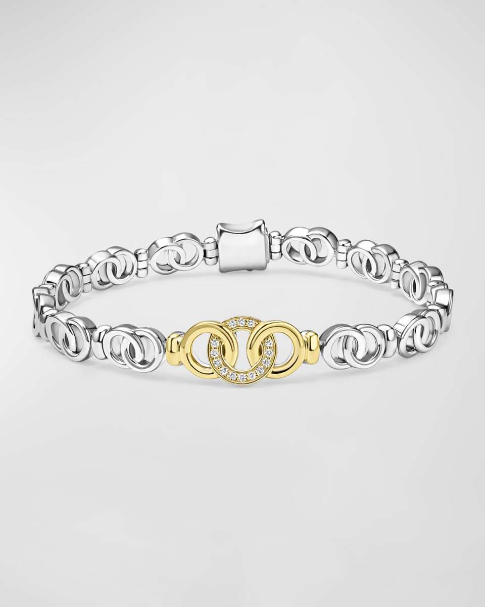 Signature Caviar Two-Tone Interlocking Link Bracelet