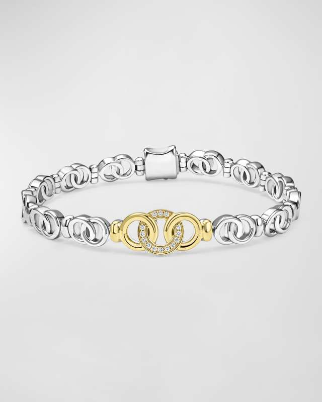Signature Caviar Two-Tone Interlocking Link Bracelet