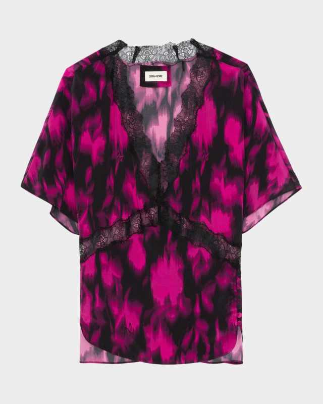 Tzar X-Ray Printed Silk Crepe De Chine Blous
