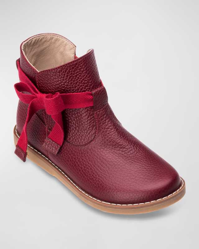 Girl's Sunny Bow Leather Booties, Baby/Toddlers