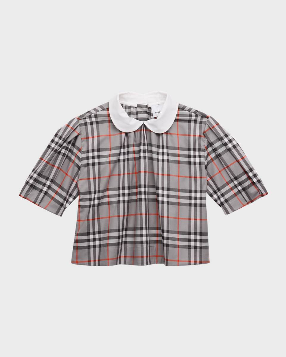 Girl's Ada Check-Print Blouse, Size 3-14