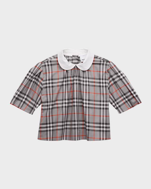 Girl's Ada Check-Print Blouse, Size 3-14