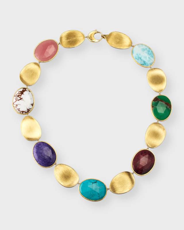 Lunaria 18K Yellow Gold Collar Necklace with Mixed Stones, 17.75"L