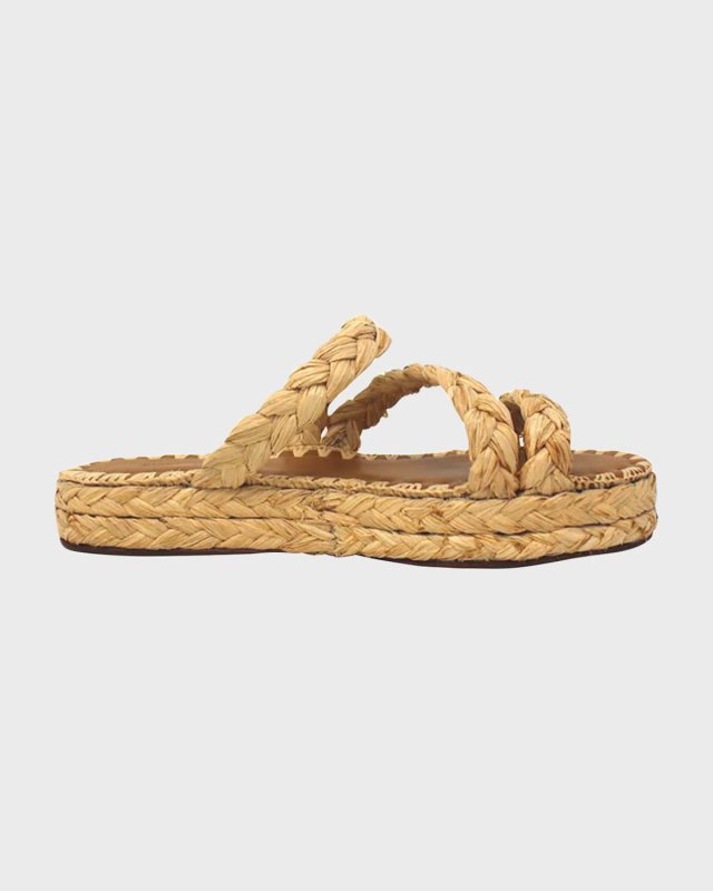 Amalfi Raffia Three-Band Flatform Sandals