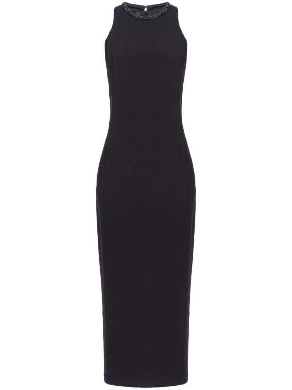 beaded-trim sleeveless midi dress