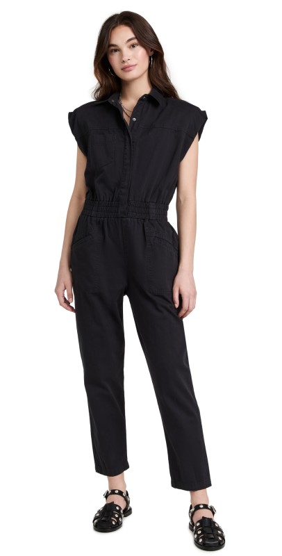 Pistola Denim Rosie Shoulder Padded Jumpsuit Fade to Black