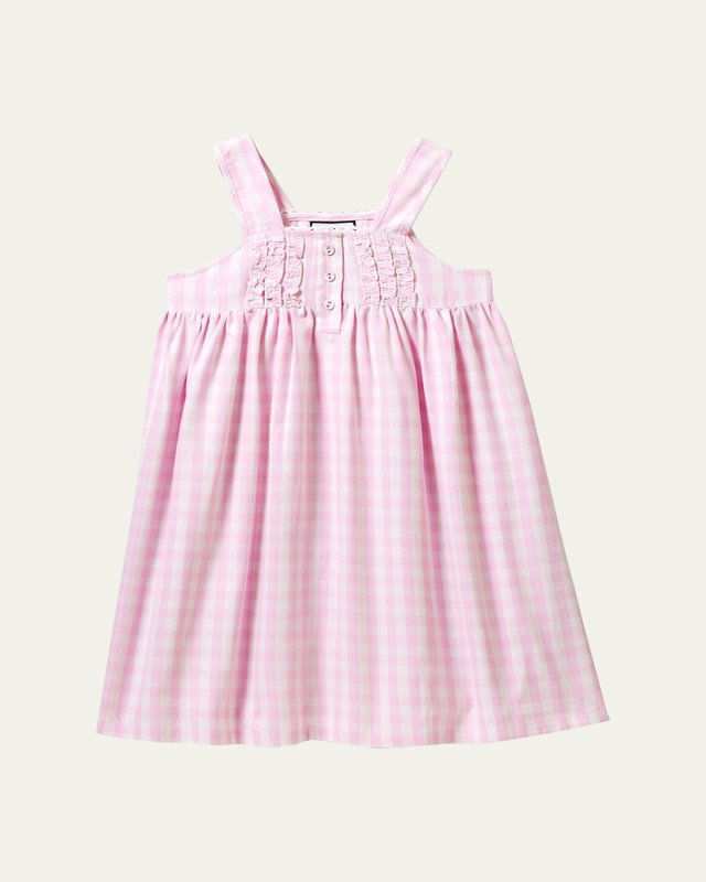 Kid's Charlotte Gingham Ruffle Sleeveless Nightgown, Size 6M-14