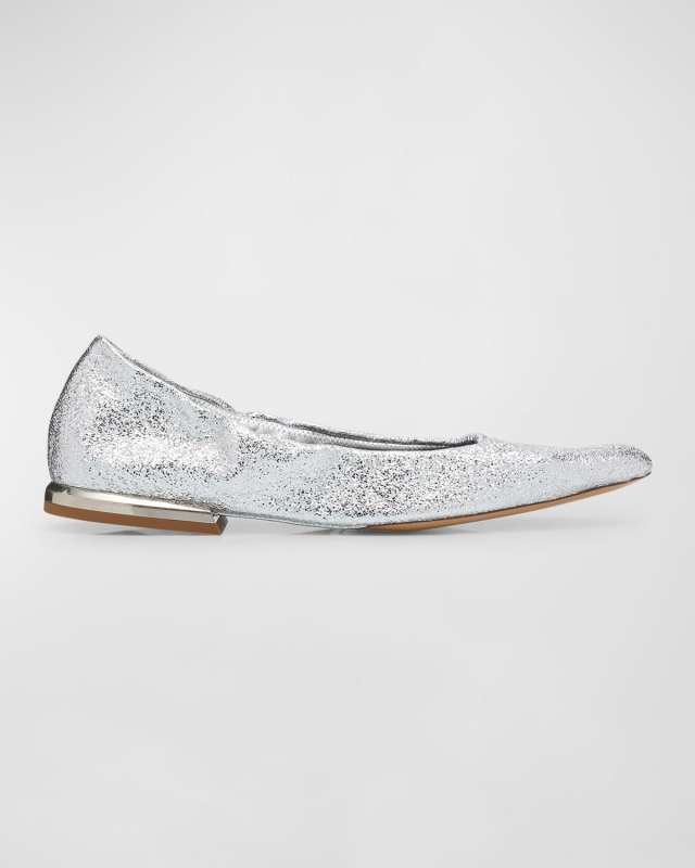 Glitter Point-Toe Ballerina Flats