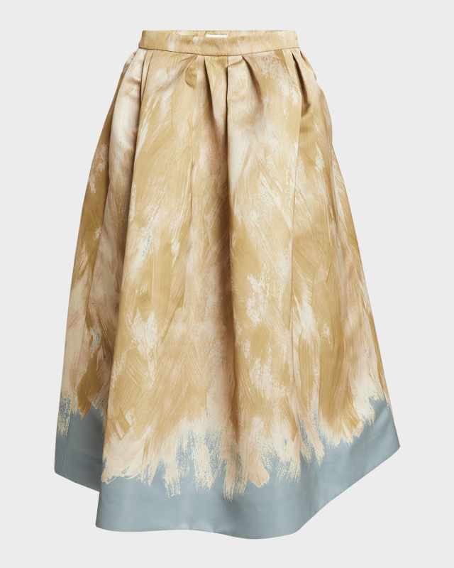 Soni Paint Stroke Pleated Midi Skirt