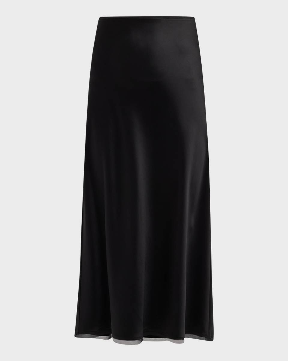 Satin Bias-Cut Slip Skirt