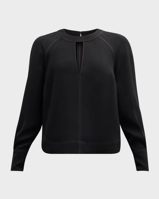 Tena Long-Sleeve Cut-Out Top