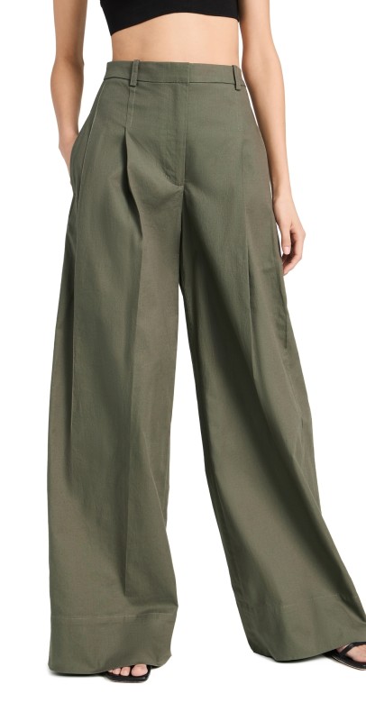 3.1 Phillip Lim Double Pleated Wide Leg Trousers Army