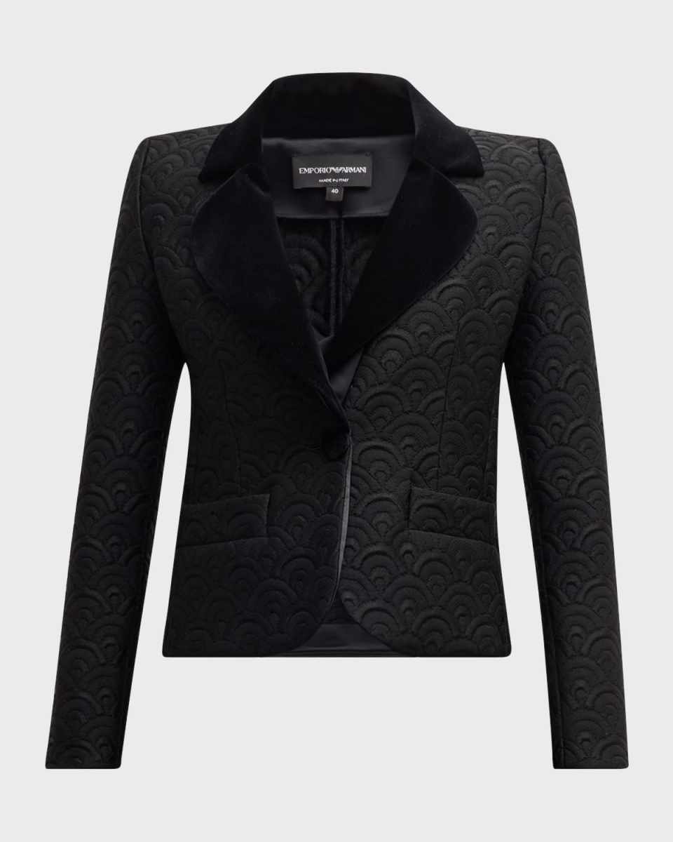 Single-Button Swirl Jacquard Blazer