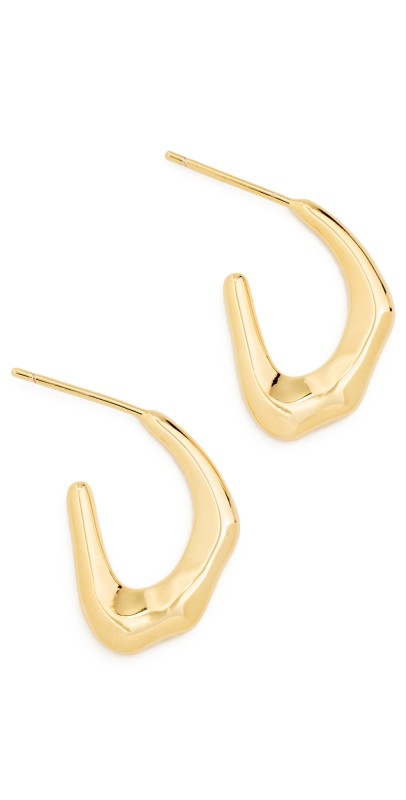 By Adina Eden Eden Indented Open Hoop Earrings Gold