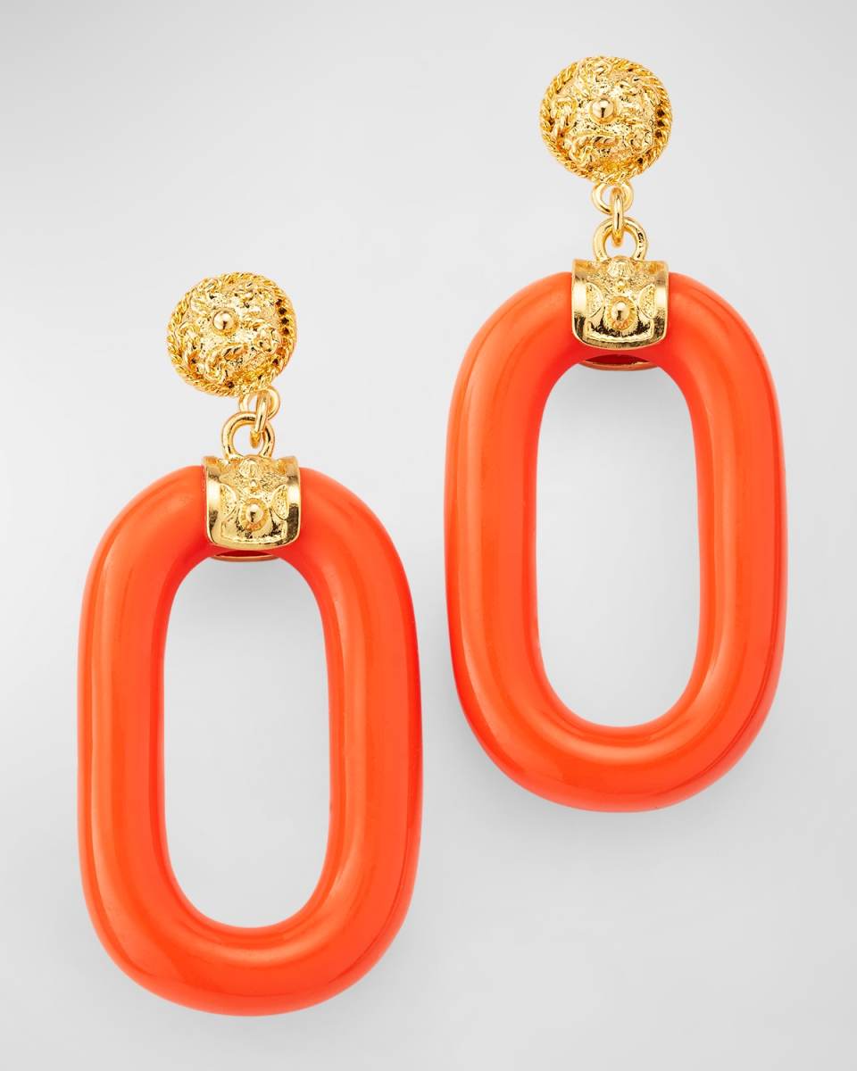 Gold-Plated Resin Drop Earrings